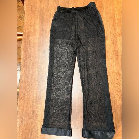 Victoria’s Secret Black Lace wide Straight legs see-through pajama Pants Size XS - Picture 4 of 6